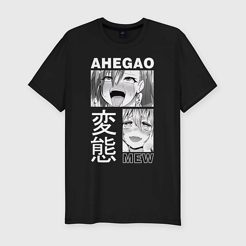 Мужская slim-футболка Ahegao / Черный – фото 1