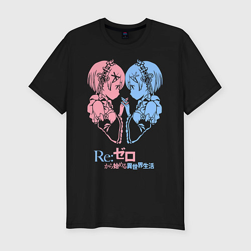 Мужская slim-футболка Re:Zero, Рам и Рем / Черный – фото 1