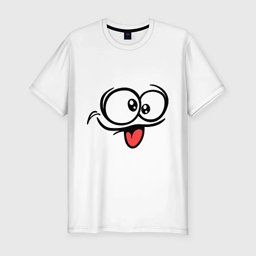 Мужская slim-футболка Балдежный смайлик / Белый – фото 1