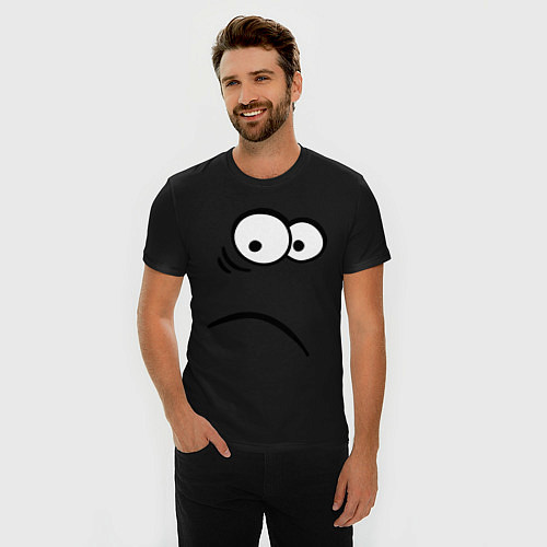 Мужская slim-футболка Ошеломленная рожица / Черный – фото 3