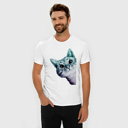 Футболка slim-fit Любопытный кот, цвет: белый — фото 2