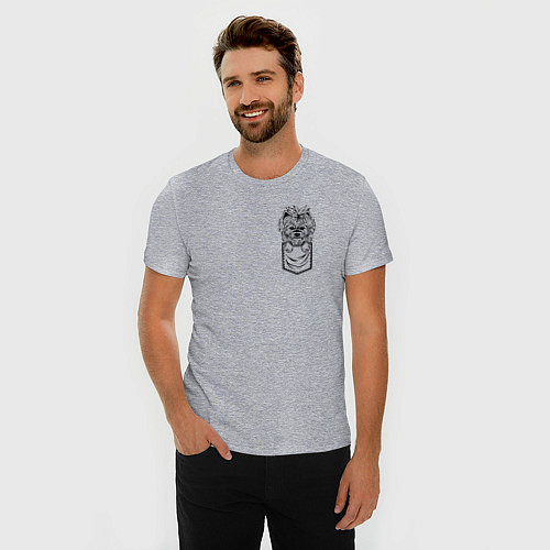 Мужская slim-футболка Йорк в кармашке / Меланж – фото 3