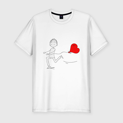 Мужская slim-футболка Бегу к тебе / Белый – фото 1