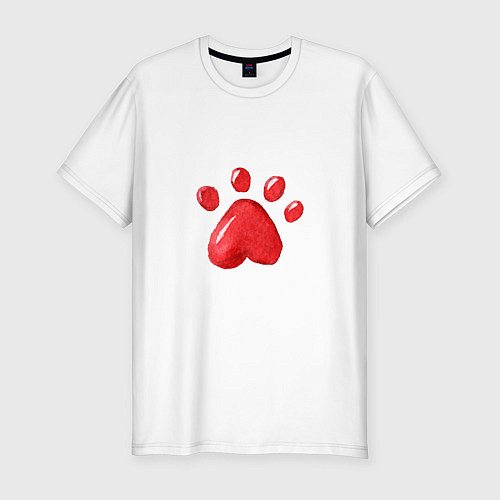 Мужская slim-футболка Кошачья лапка / Белый – фото 1