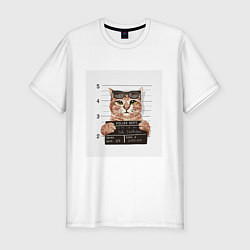 Мужская slim-футболка Арестованный кот