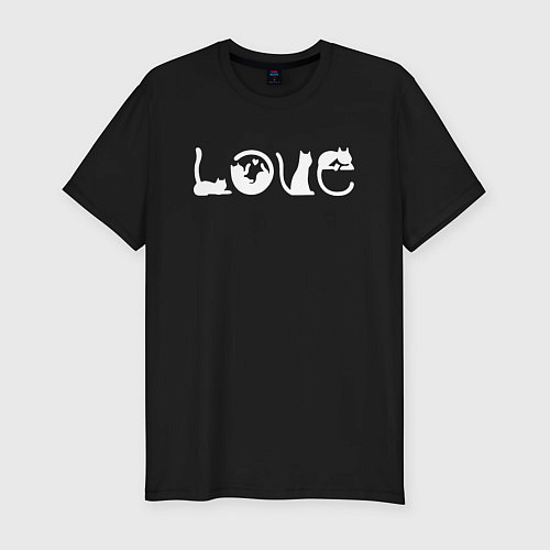 Мужская slim-футболка Кошачья любовь / Черный – фото 1