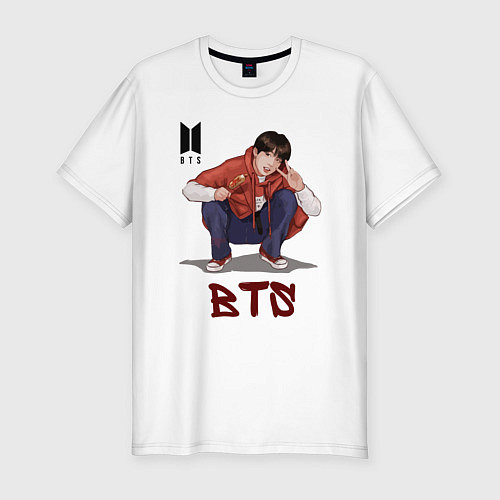 Мужская slim-футболка BTS / Белый – фото 1