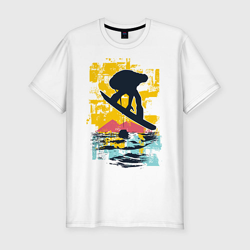Мужская slim-футболка Snowboarding / Белый – фото 1
