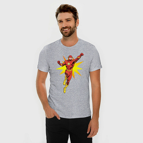 Мужская slim-футболка The Flash / Меланж – фото 3
