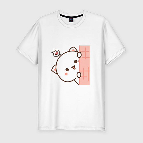 Мужская slim-футболка Влюблённый котёнок парная / Белый – фото 1