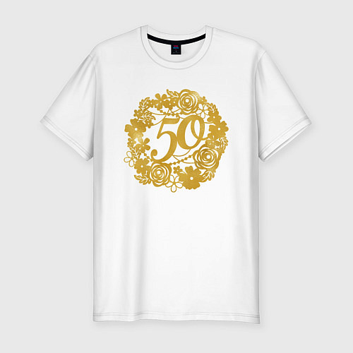 Мужская slim-футболка 50 лет / Белый – фото 1