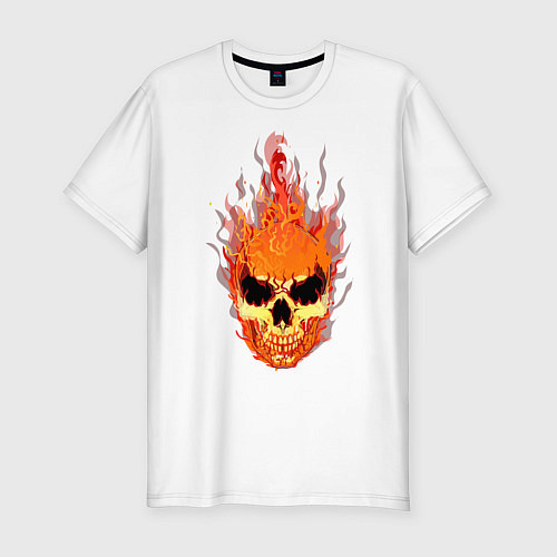 Мужская slim-футболка Fire flame skull / Белый – фото 1