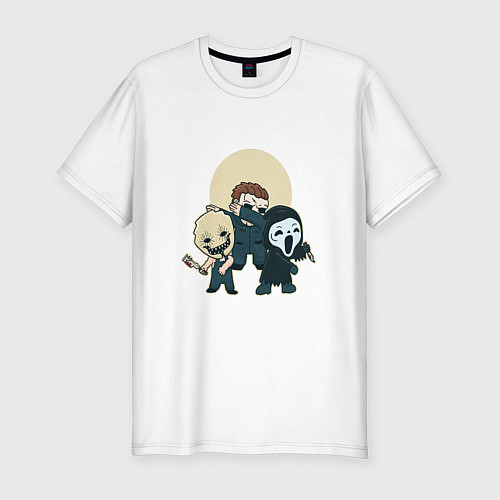 Мужская slim-футболка Хоррор персонажи Cartoon / Белый – фото 1