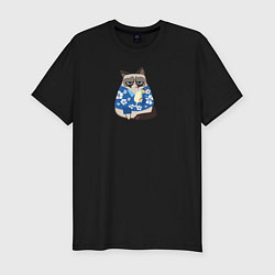Мужская slim-футболка Кот на отдыхе