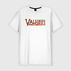 Футболка slim-fit Valheim огненный лого, цвет: белый