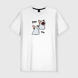 Футболка slim-fit Pop Cat, цвет: белый