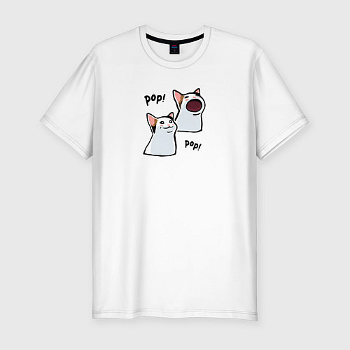 Мужская slim-футболка Pop Cat / Белый – фото 1