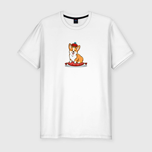 Мужская slim-футболка Королевский Корги / Белый – фото 1