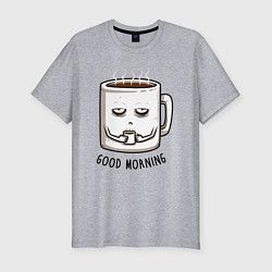 Мужская slim-футболка Доброе Утро