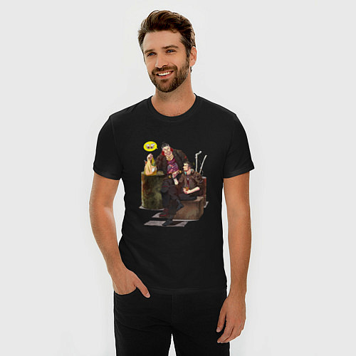 Мужская slim-футболка Джеки и Ви / Черный – фото 3