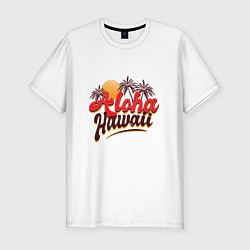Мужская slim-футболка Алоха Гавайи винтажная надпись