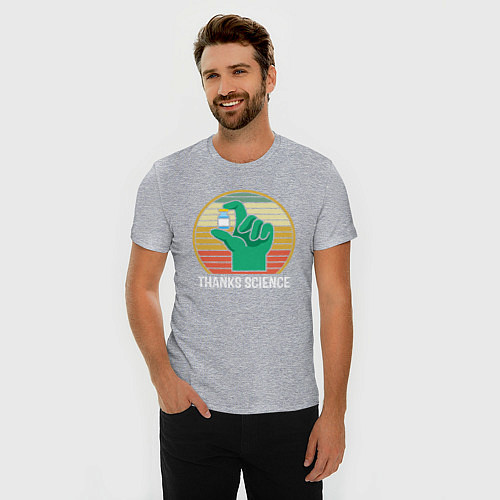 Мужская slim-футболка Thanks Science / Меланж – фото 3