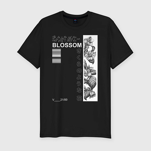 Мужская slim-футболка BLOSSOM / Черный – фото 1
