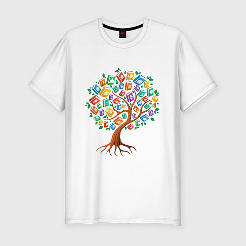 Мужская slim-футболка Древо познания / Белый – фото 1