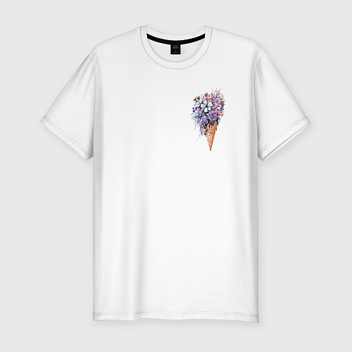 Мужская slim-футболка Цветочное мороженое / Белый – фото 1