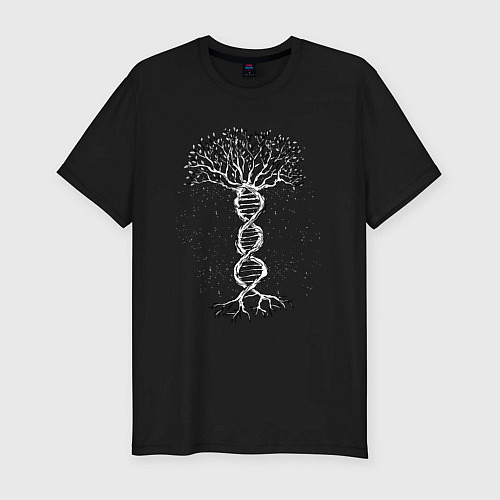 Мужская slim-футболка ДНК Дерево DNA Tree / Черный – фото 1