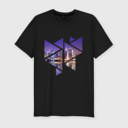 Мужская slim-футболка Ночной город