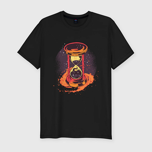 Мужская slim-футболка Галактические Песочные часы / Черный – фото 1