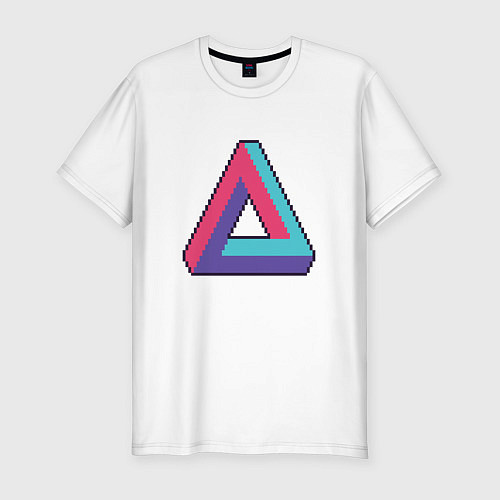 Мужская slim-футболка Retrowave Infinite Triangle / Белый – фото 1