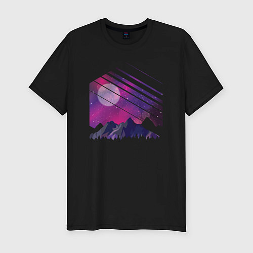 Мужская slim-футболка Mountain Galaxy / Черный – фото 1