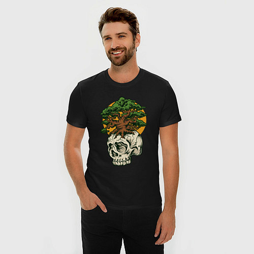 Мужская slim-футболка Дерево из черепа / Черный – фото 3