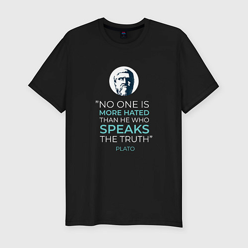 Мужская slim-футболка Философ Платон цитата / Черный – фото 1
