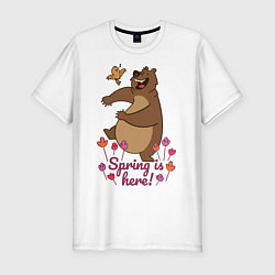 Мужская slim-футболка Весенний медведь