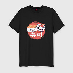 Мужская slim-футболка Кусочки суши и роллов