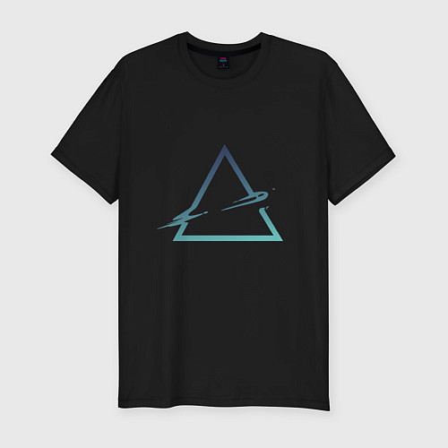 Мужская slim-футболка Абстрактный жидкий треугольник / Черный – фото 1