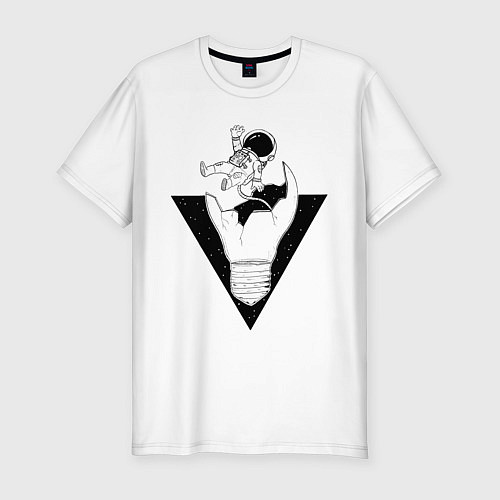 Мужская slim-футболка Космонавт падает / Белый – фото 1