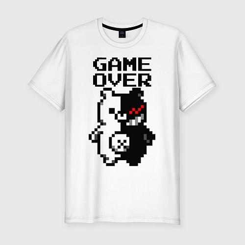 Мужская slim-футболка MONOKUMA GAME OVER / Белый – фото 1