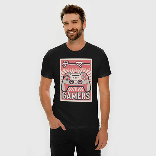 Мужская slim-футболка Gamers / Черный – фото 3