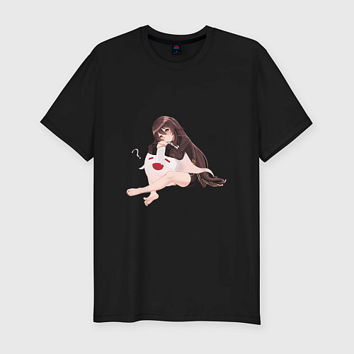 Мужская slim-футболка Отдыхающая Ху Тао / Черный – фото 1