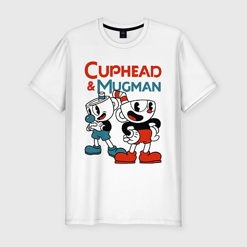 Мужская slim-футболка Cuphead & Mugman / Белый – фото 1