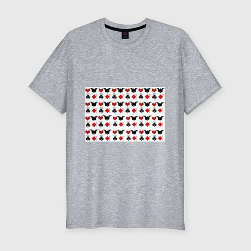 Мужская slim-футболка Карточные масти / Меланж – фото 1
