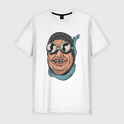 Мужская slim-футболка Байкер с мухами на зубах