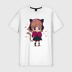 Мужская slim-футболка Little kawaii anime girl
