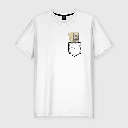 Мужская slim-футболка Доллары в Кармане / Белый – фото 1