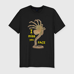 Футболка slim-fit I miss you face, цвет: черный