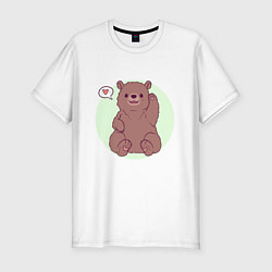 Мужская slim-футболка Медведь махает